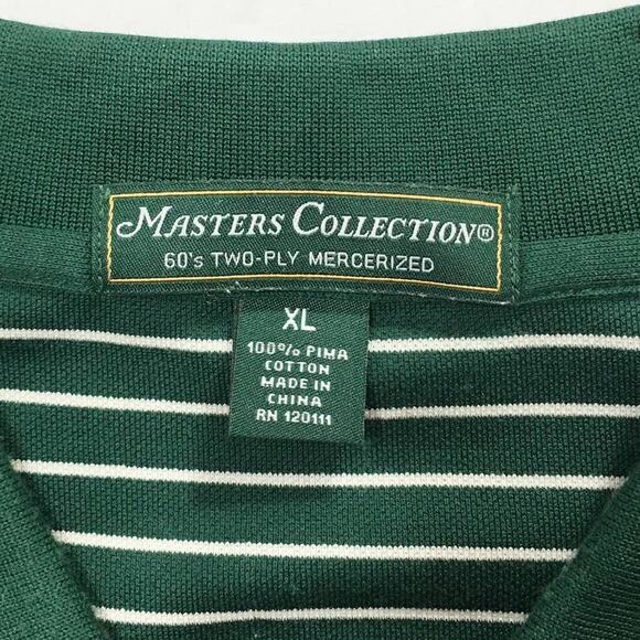 Masters Collection XL Mens Green Striped Golf Polo Pima Cotton Short Sleeve - Picture 3 of 10